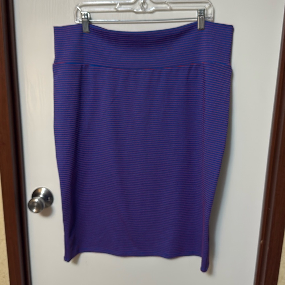 LuLaRoe Blue And Red Striped Women's Skirt Size 3X